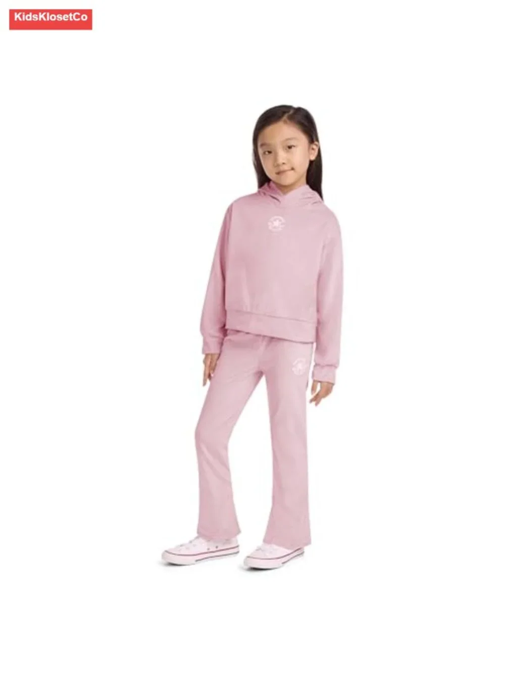 Velour Pullover Hoodie & Flare Legging Set for Girls